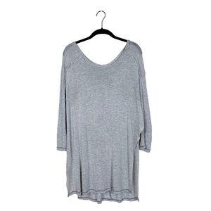 We The Free People Gray Semi-Sheer Lightweight Side Slits Slub Top Size S